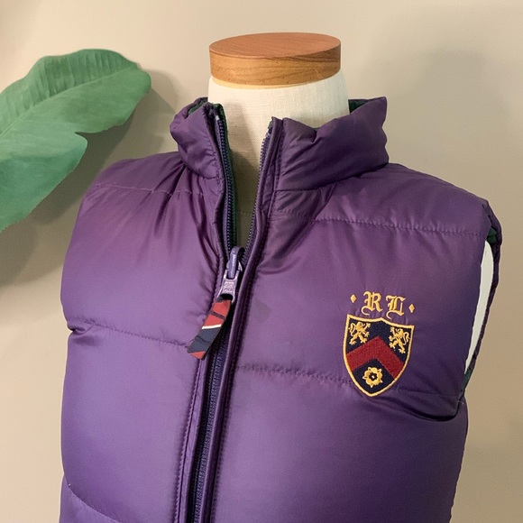 Ralph Lauren Polo Reversible Down Feather Puffer Vest, Purple & Green, Size 6X - Picture 15 of 16